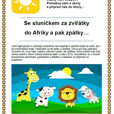 Se zvířátky projdem vrátky... DO AFRIKY a pak zpátky…