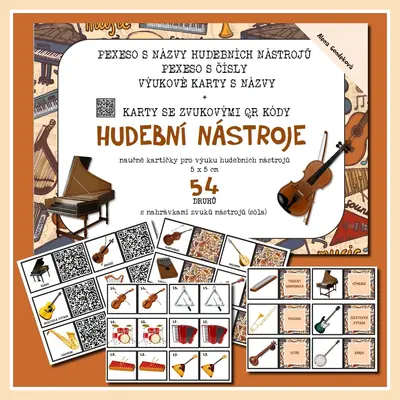 Hudební nástroje - 4 v 1, zvukové karty, 54 druhů