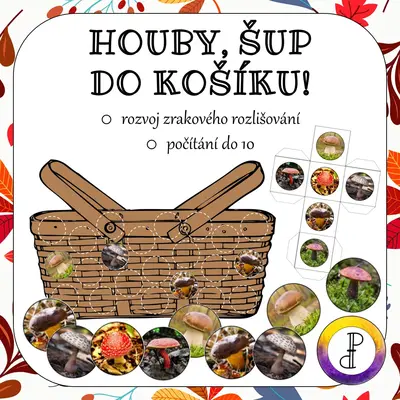 Houby, šup do košíku! (hra + aktivity)