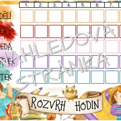 12 x rozvrh hodin pro předškoláčky