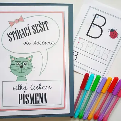 STÍRACÍ SEŠIT od Kocoura - VELKÁ TISKACÍ PÍSMENA