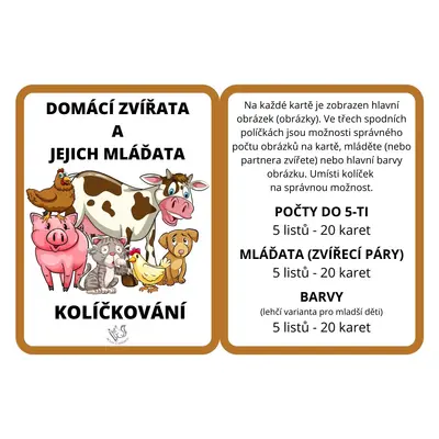 Domácí zvířata a jejich mláďata - kolíčkování