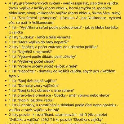 Velikonoce - pracovní listy