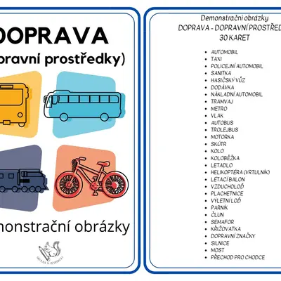 DOPRAVNÍ PROSTŘEDKY - demonstrační obrázky