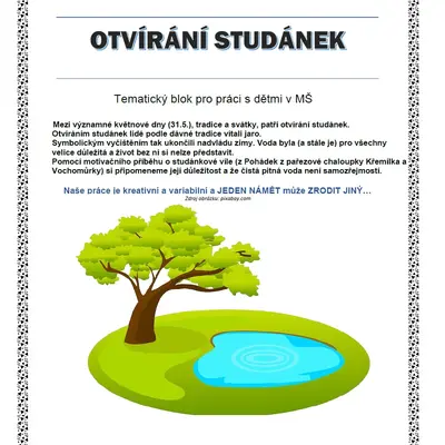 Tematický blok - OTVÍRÁNÍ STUDÁNEK