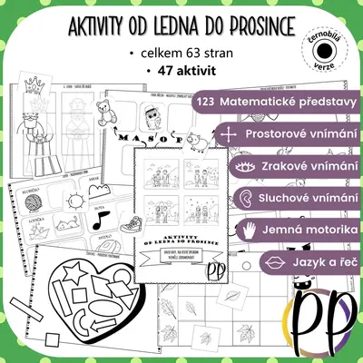 Aktivity od ledna do prosince (černobílá verze)