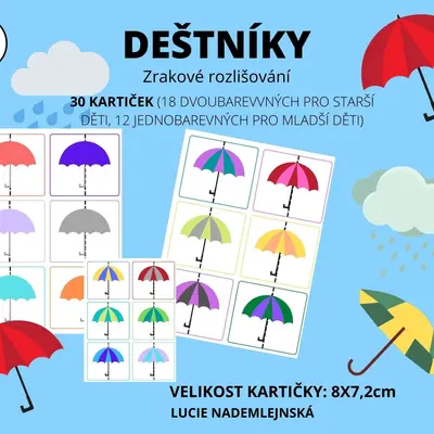 Deštníky - půlené kartičky