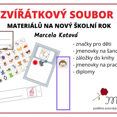 Zvířátkový materiál značek, jmenovek...