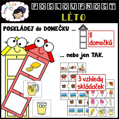 DĚJOVÁ POSLOUPNOST - Léto - skládačky, kartičky a podložky