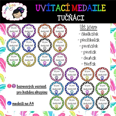 UVÍTACÍ MEDAILE - TUČŇÁCI - od školky po 3. třídu