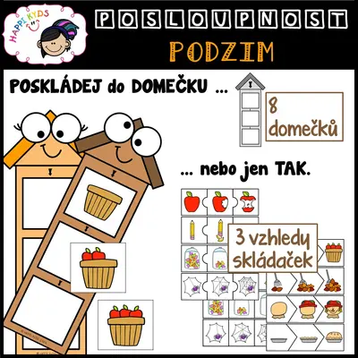 DĚJOVÁ POSLOUPNOST - Podzim - skládačky, kartičky a podložky