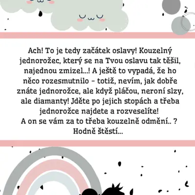 jednorožec - hra na narozeniny