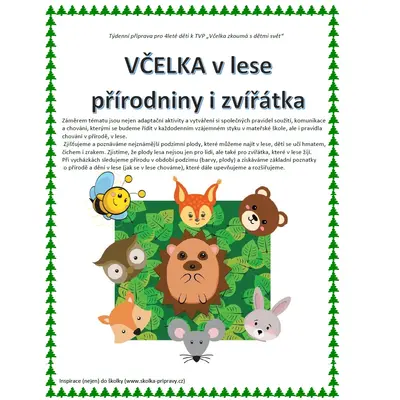 Týdenní metodická příprava - Včelka v lese - přírodniny i zvířátka