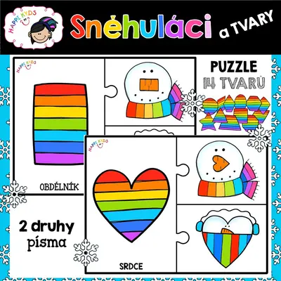 Sněhuláci a tvary - PUZZLE