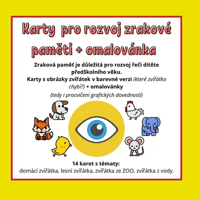 Karty pro rozvoj zrakové paměti + omalovánky