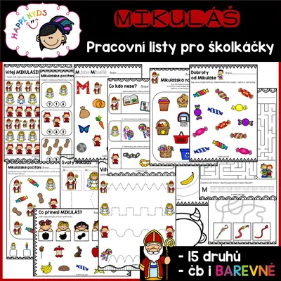MIKULÁŠ - pracovní listy pro školkáčky