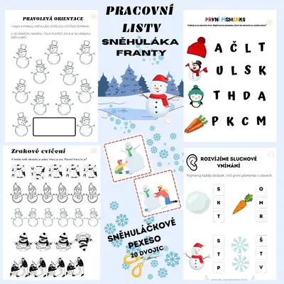 Pracovní listy sněhuláka Franty