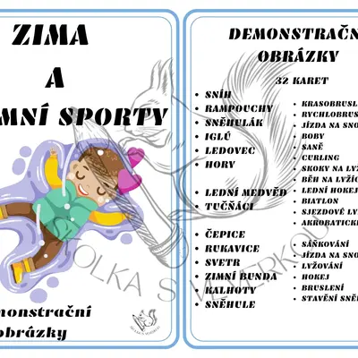 Zima, zimní sporty - demonstrační obrázky