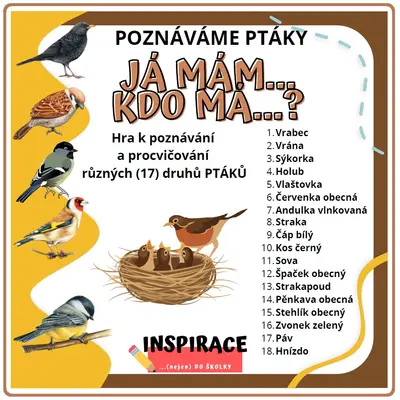 JÁ mám, KDO má? ...Poznáváme PTÁČKY