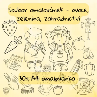 Omalovánky Ovoce, zelenina a zahradnictví