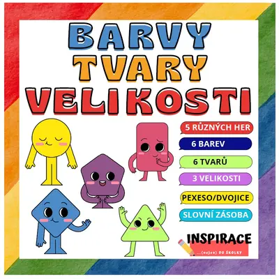 Karetní hra: TVARY, BARVY, VELIKOSTI (geometrické tvary)