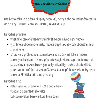 cirkus - hra s korálky/kuličkami