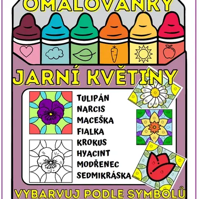 JARNÍ KVĚTINY  🌷 - omalovánky podle symbolů