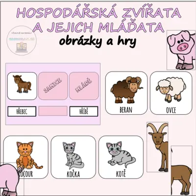 HOSPODÁŘSKÁ ZVÍŘATA A JEJICH MLÁĎATA HROU