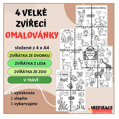 VELKÉ omalovánky ZVÍŘATA (4xA4)