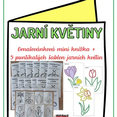 JARNÍ KVĚTINY. Omalovánková mini knížka + 5 šablon