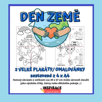 VELKÉ omalovánky/ plakáty DEN ZEMĚ (4xA4)