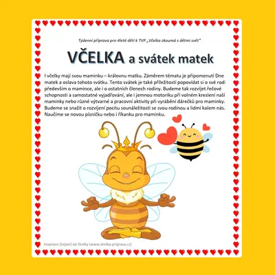 Týdenní metodická příprava -VČELKA  a svátek matek