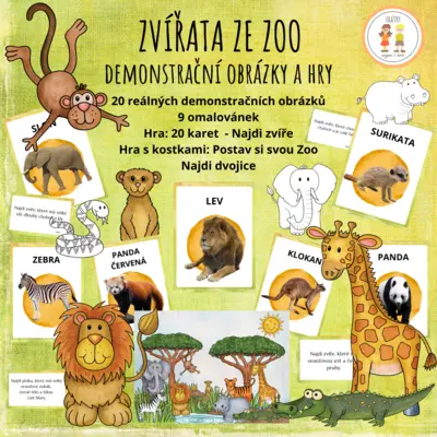 Zvířata ze Zoo - demonstrační obrázky a hry