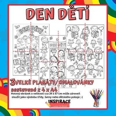 VELKÉ omalovánky/ plakáty DEN DĚTÍ (4xA4)