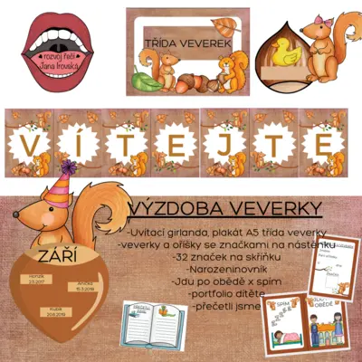 VÝZDOBA DO MŠ-VEVERKY 