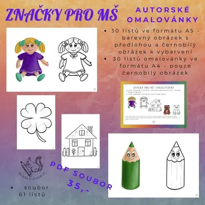 ZNAČKY PRO MŠ - autorské omalovánky