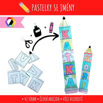 Pastelky se jmény - tvořte s dětmi