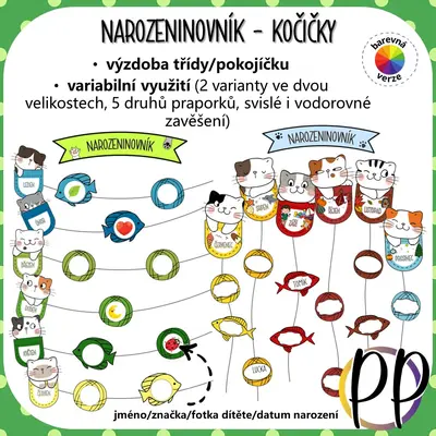 Narozeninovník - kočičky (výzdoba)