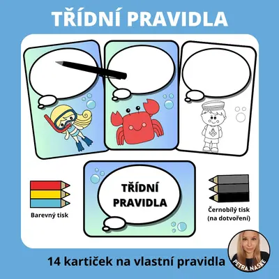 Třídní pravidla, výzdoba třídy a omalovánky