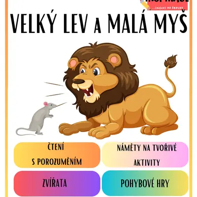  Příběh Velký lev a malá myš 🦁🐭(soubor aktivit k tématu)