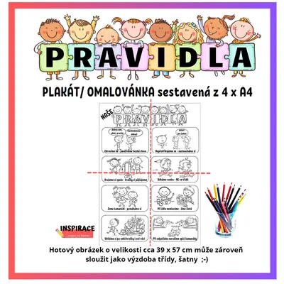 VELKÉ omalovánky / plakát PRAVIDLA (4xA4)