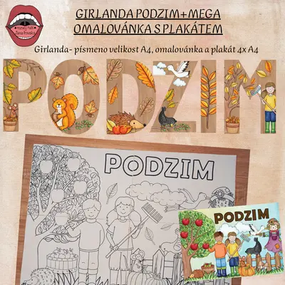 GIRLANDA PODZIM+MEGA OMALOVÁNKA S PLAKÁTEM