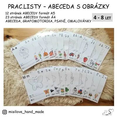 ABECEDA Pracovní listy-psaní,kreslení/omalovánky/výzdoba