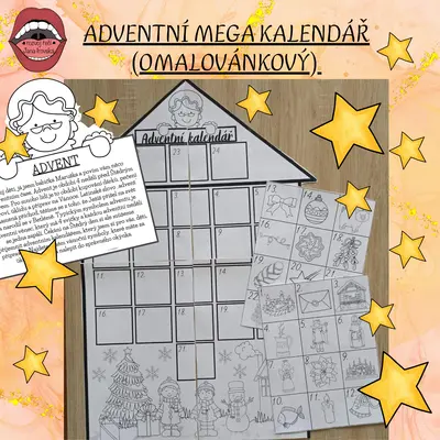 MEGA ADVENTNÍ KALENDÁŘ (OMALOVÁNKOVÝ)