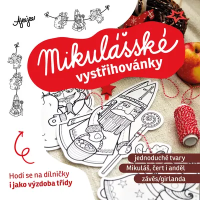 Mikuláš, čert a anděl – omalovánková vystřihovánka