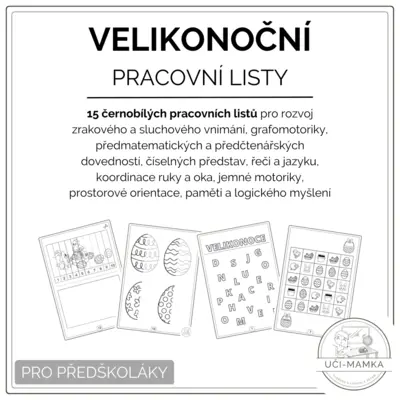 Velikonoční pracovní listy pro předškoláky