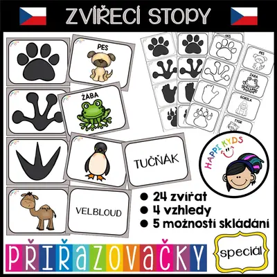 Přiřazovačky - ZVÍŘECÍ STOPY (ČJ)