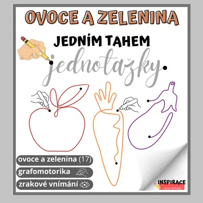 JEDNOTAŽKY Ovoce a Zelenina (grafomotorika)