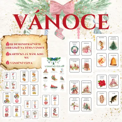 Vánoce - demonstrační obrázkové karty + hra JÁ MÁM, KDO MÁ