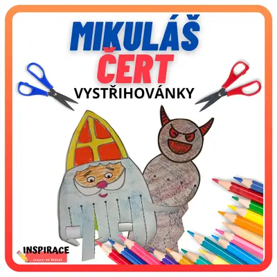 Mikuláš, čert - vystřihovánky ✂️